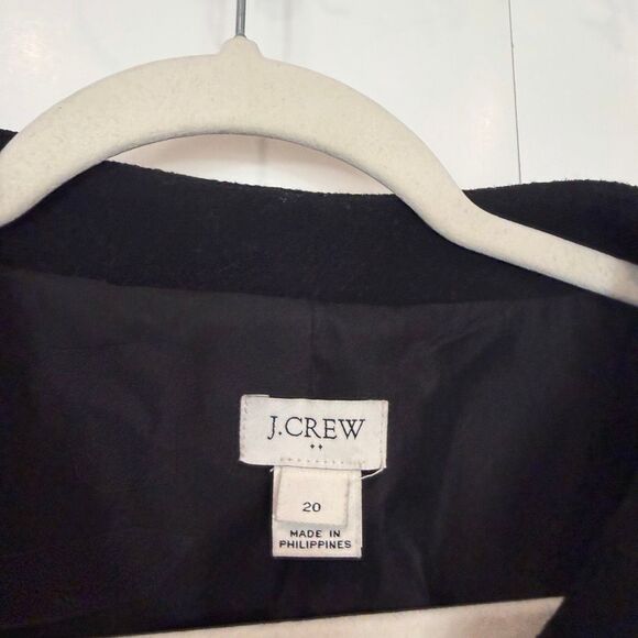 J. Crew Bow Front Coat Women’s Black Wool Button Up Long Peacoat sz 20 Jacket 2x - Picture 5 of 16
